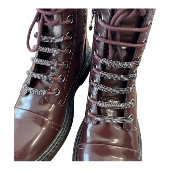 DKNY Malaya Lace-Up Combat Booties in Bourdeaux NWOB - Picture 5 of 10